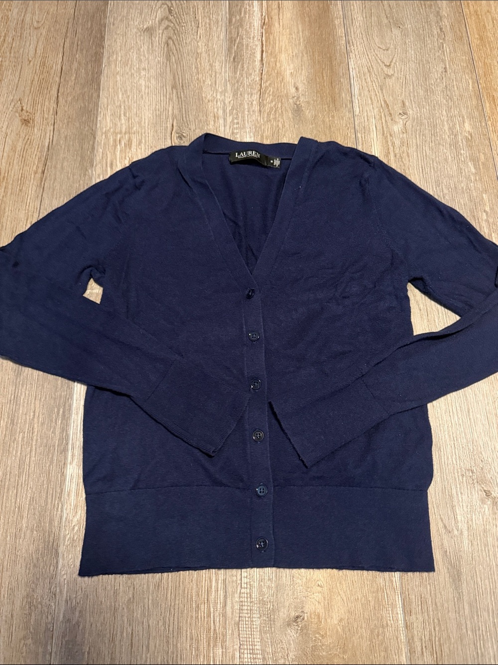 Ralph Lauren Navy V-Neck Button-Up Cardigan
